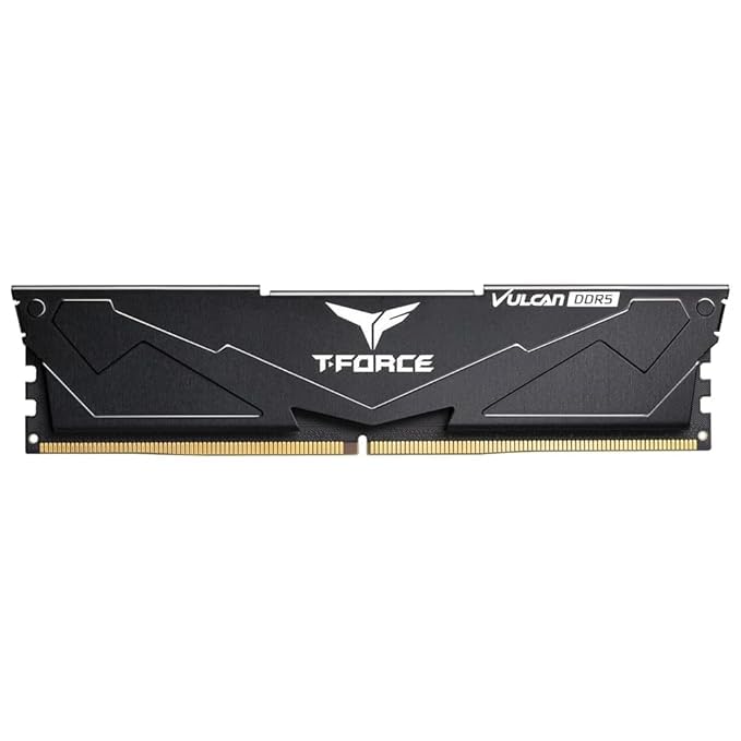 TeamGroup T-Force Vulcan 32GB 6000MHz (6000MT/s) CL38 Black DDR5 UDIMM Desktop Gaming Memory, Metal Heatsink, ECC, XMP 3.0/AMD Expo, Compatible with Intel/AMD CPU, High Performance, Low Latency RAM - Image 1
