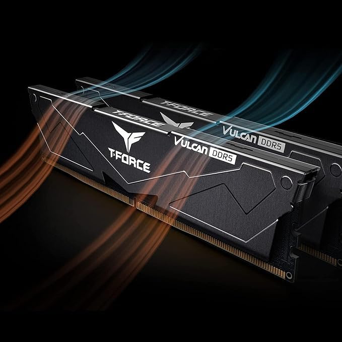 TeamGroup T-Force Vulcan 32GB 6000MHz (6000MT/s) CL38 Black DDR5 UDIMM Desktop Gaming Memory, Metal Heatsink, ECC, XMP 3.0/AMD Expo, Compatible with Intel/AMD CPU, High Performance, Low Latency RAM - Image 3