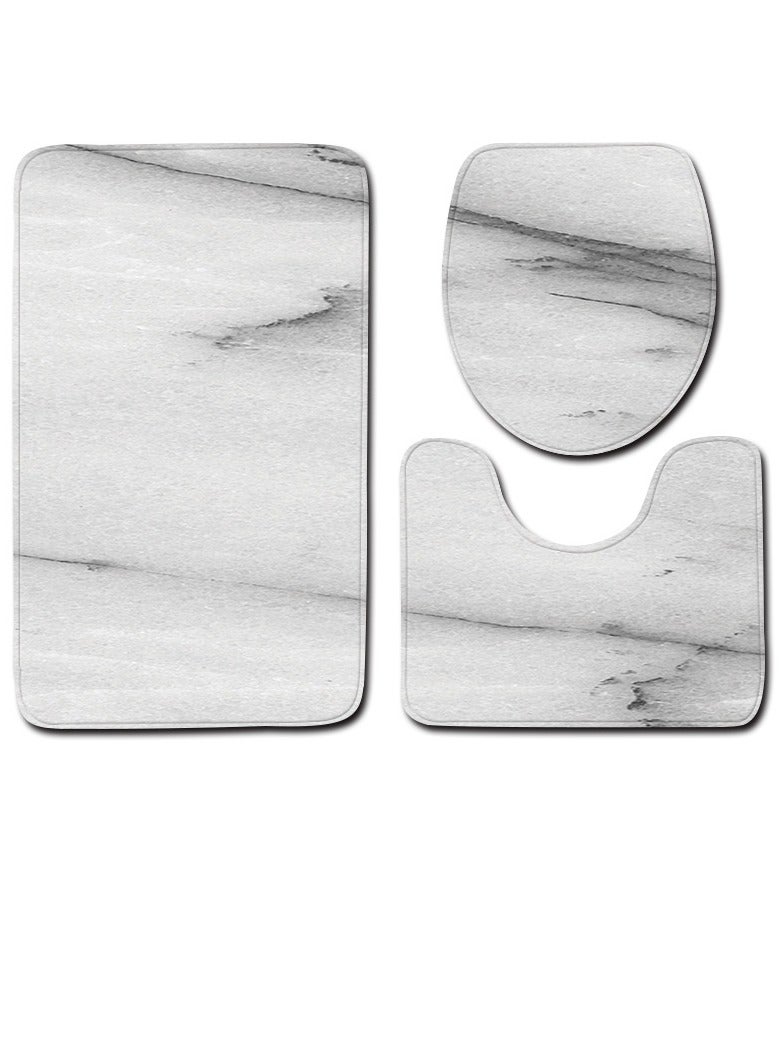 Bluejw Marble Bathroom Rug Set,3 Pieces Bath Mats Set For Bathroom,Vintage Style Non-Slip Washable Cover Floor Rug Decorations For Kitchen Bathroom Bedroom - Image 1