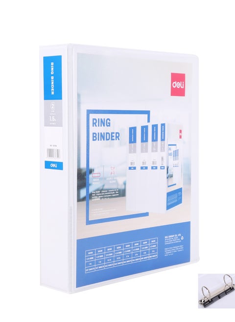 A4 Size Two Ring Binder With 1.5 Inch Width White