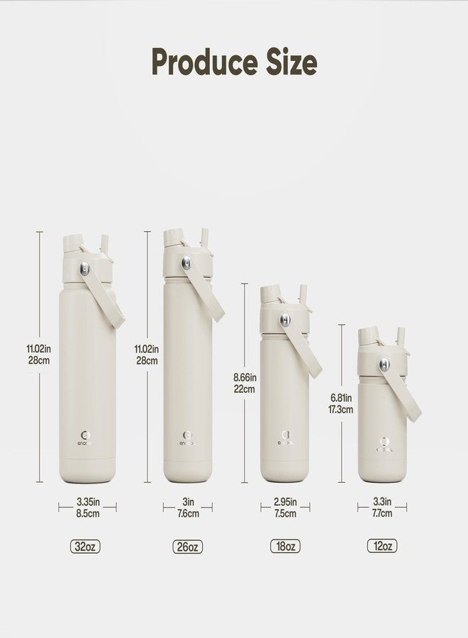 ENCOOL Insulated Water Bottle with Straw Stainless Steel Water Bottle, Leak-Proof, BPA-Free, Double Wall Vacuum Keeps Cold for 24 Hours for Sports, Travel, School (26 oz, Cream Moon) - Image 5