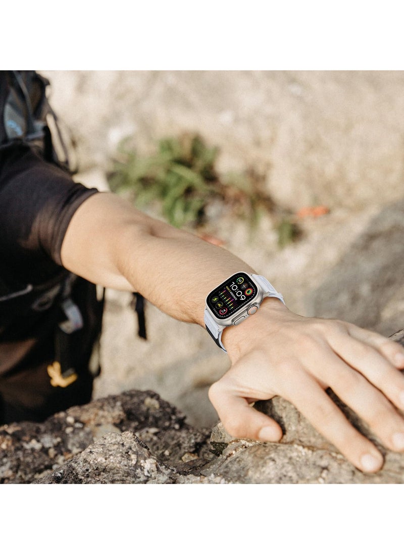 SYOSI - Rugged Nylon Band for Apple Watch Ultra 2, 49mm, 45mm, 44mm, 42mm, Sport Solo Loop Velcro Woven Strap for Men, Fits iWatch Series 9/8/7/SE, Ultra/Ultra 2, Grey - Image 1