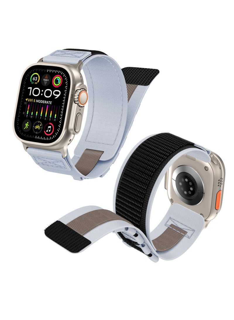 SYOSI - Rugged Nylon Band for Apple Watch Ultra 2, 49mm, 45mm, 44mm, 42mm, Sport Solo Loop Velcro Woven Strap for Men, Fits iWatch Series 9/8/7/SE, Ultra/Ultra 2, Grey - Image 1