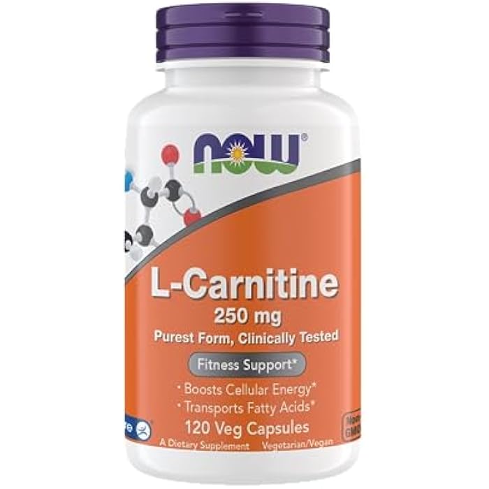 Now Supplements, L-Carnitine 250 mg, Purest Form*, Amino Acid*, Fitness Support*, Metabolic Support 120 Vegetarian Capsules, Gluten Free, Vegan, Kosher, Non-GMO - Image 1