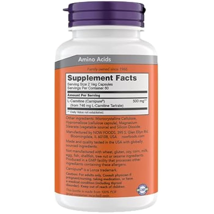 Now Supplements, L-Carnitine 250 mg, Purest Form*, Amino Acid*, Fitness Support*, Metabolic Support 120 Vegetarian Capsules, Gluten Free, Vegan, Kosher, Non-GMO - Image 2