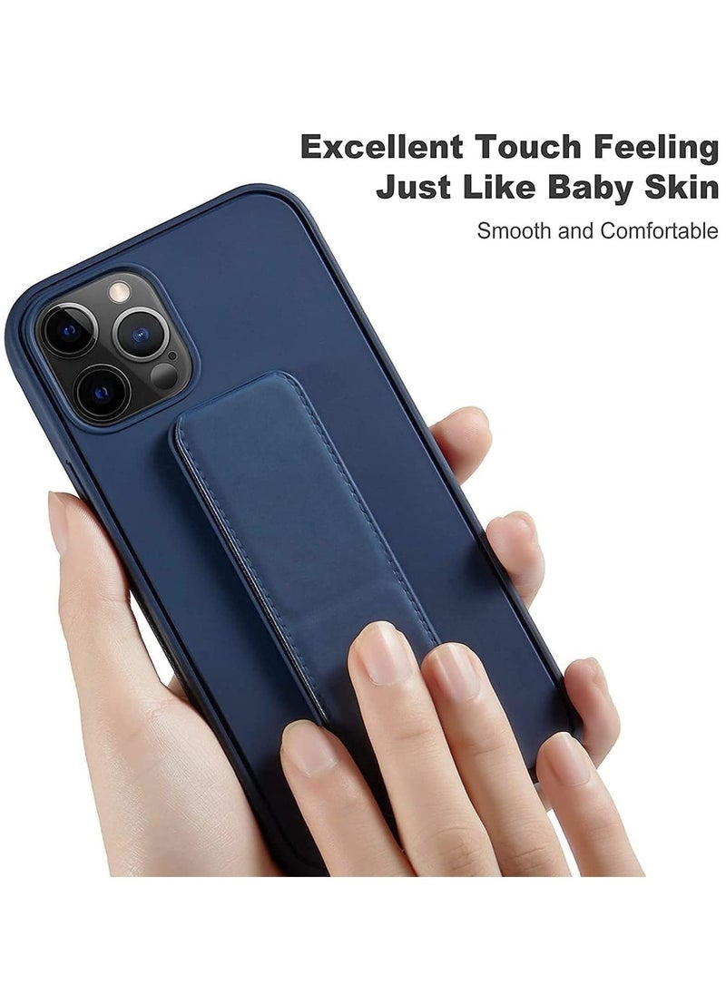 JAJEEK iPhone 16 Pro Blue Magnetic Car Mount Kickstand Case – Premium Silicone Multi-Stand with Vertical & Horizontal Hand Strap Grip - Image 2