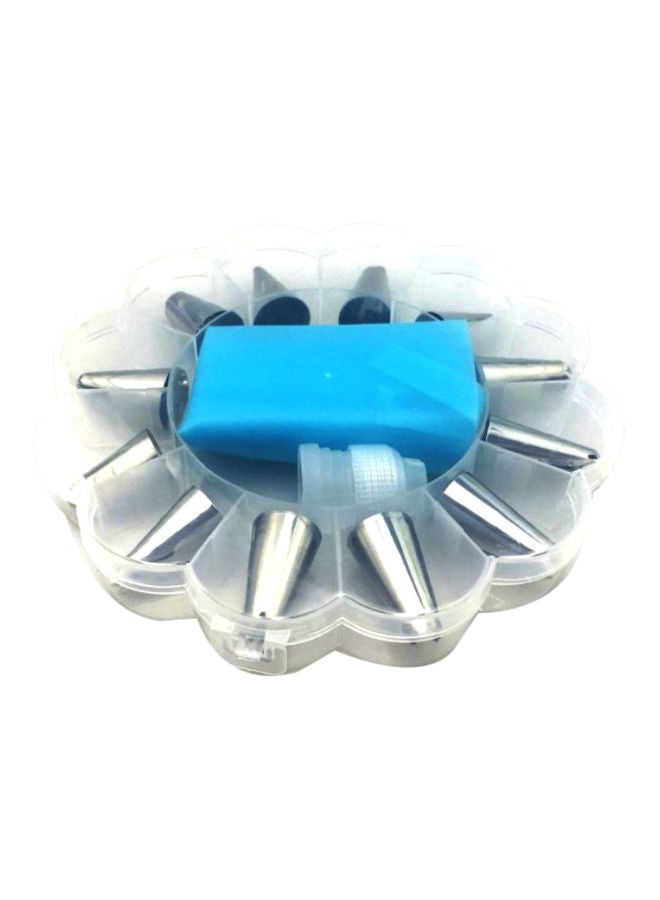 14 Piece Stainless Steel Piping Nozzle Set Blue Silver 155 by 25 Centimeters - Image 2