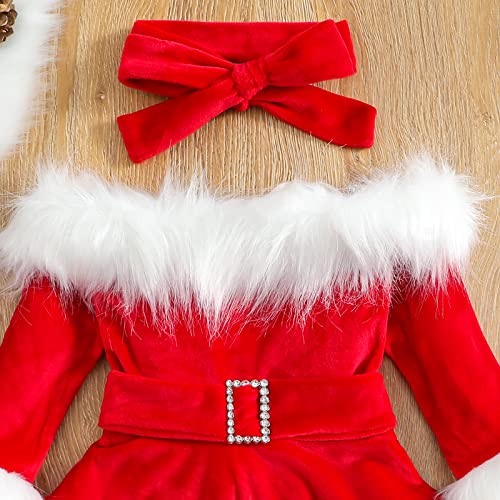 BemeyourBBs Toddler Baby Girl Christmas Dress Santa Claus Dress Princess Dress Cute Christmas Outfit (2-3T, Red Off Shoulder B) - Image 4