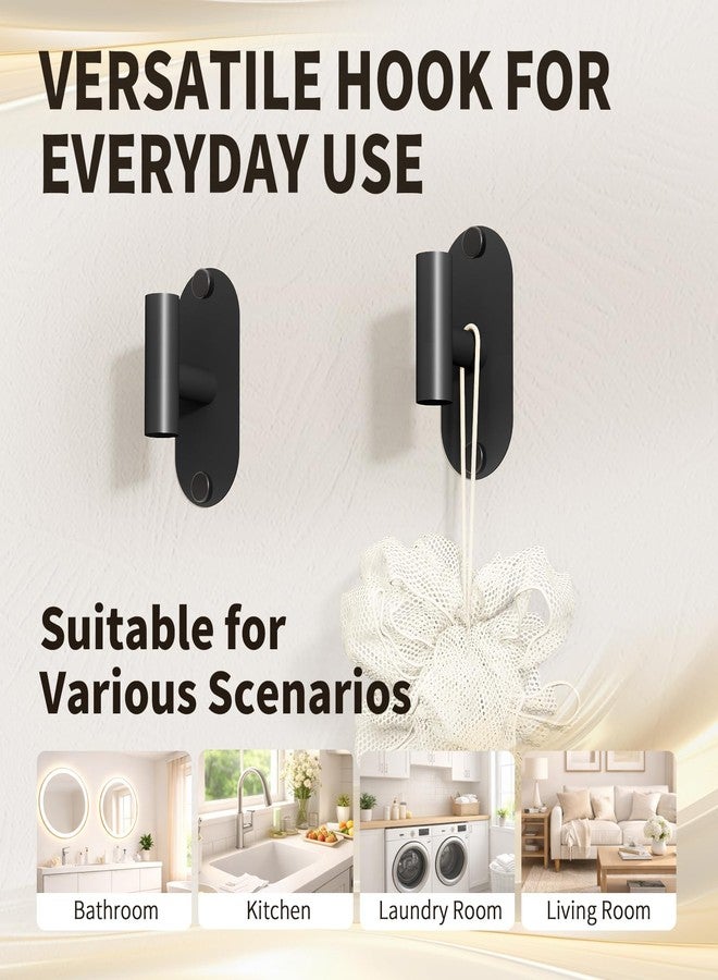 MIROAMZ 5-Piece Bathroom Hardware Accessories Set, Self-Adhesive & Wall Mounted SUS304 Stainless Steel Towel Bar Set, Adjustable Towel Bar, Towel Ring, Toilet Paper Holder & 2 Hooks(Matte Black) - Image 5