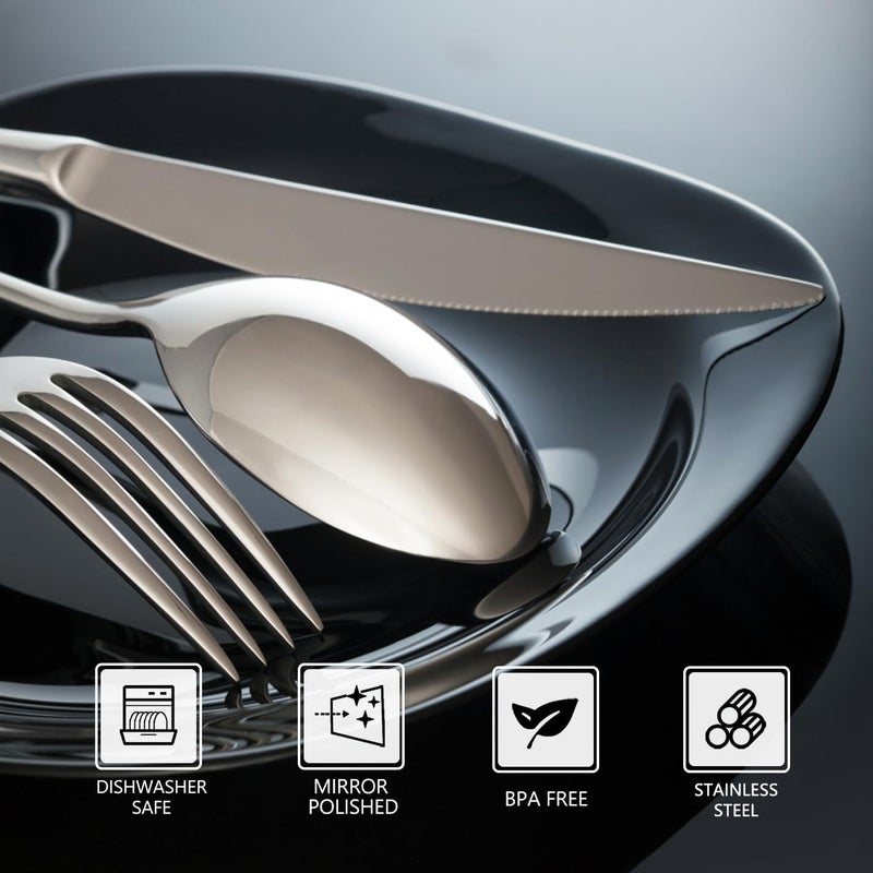 SANTUO Stainless Steel 12PCS Dinner Set combo with 4 Dinner Knives, 4 Dinner Forks, 4 Dinner Spoons，Silverware Set for Home, Kitchen and Restaurant, Mirror Polished& Dishwasher Safe - Image 3