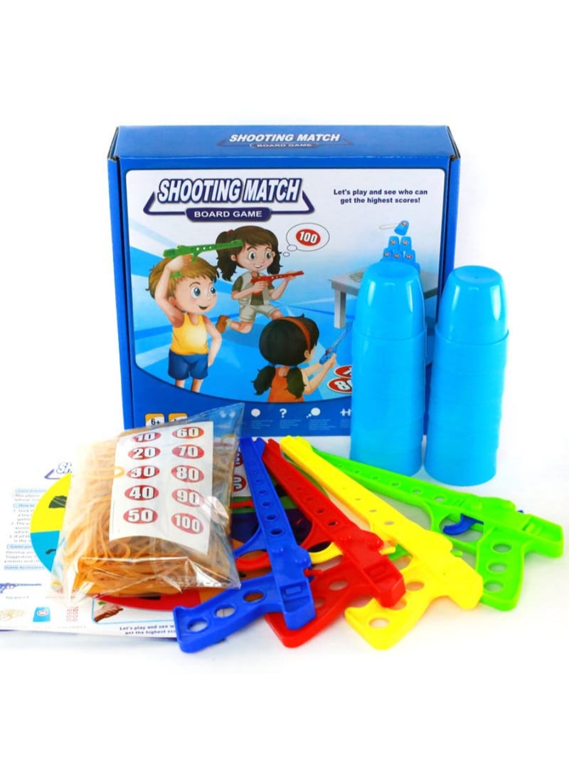 Shooting Target Game for Kids – Fun Team Play Set with Toy Guns, Cups, Number Stickers, Rubber Rings, and Spinning Arrow – Improves Focus, Accuracy, and Hand-Eye Coordination – Indoor and Outdoor Game  - Image 2