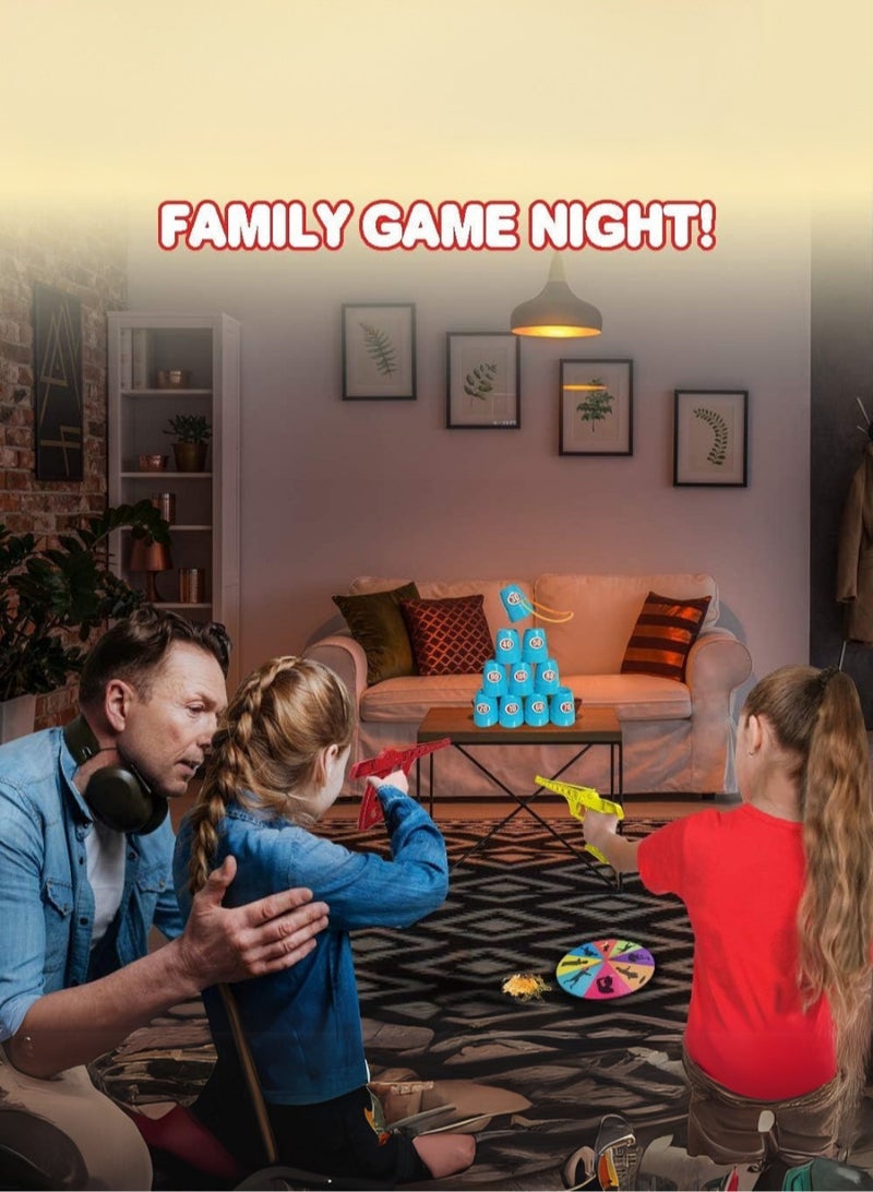 Shooting Target Game for Kids – Fun Team Play Set with Toy Guns, Cups, Number Stickers, Rubber Rings, and Spinning Arrow – Improves Focus, Accuracy, and Hand-Eye Coordination – Indoor and Outdoor Game  - Image 3