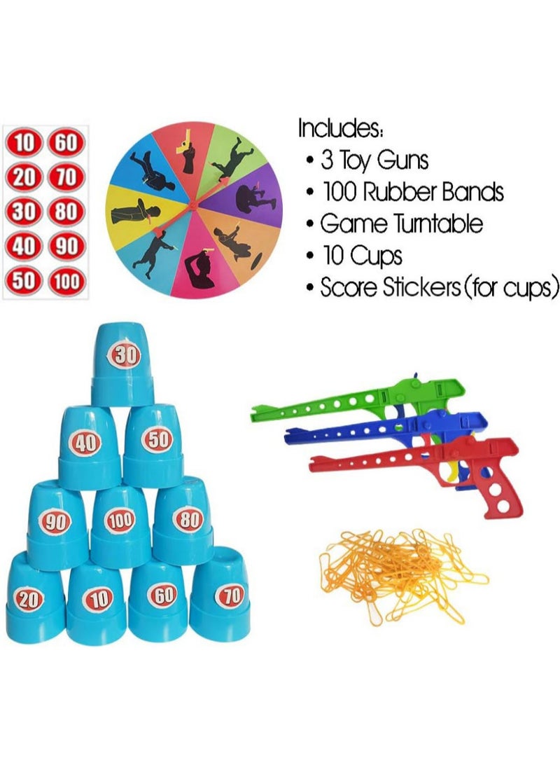 Shooting Target Game for Kids – Fun Team Play Set with Toy Guns, Cups, Number Stickers, Rubber Rings, and Spinning Arrow – Improves Focus, Accuracy, and Hand-Eye Coordination – Indoor and Outdoor Game  - Image 5