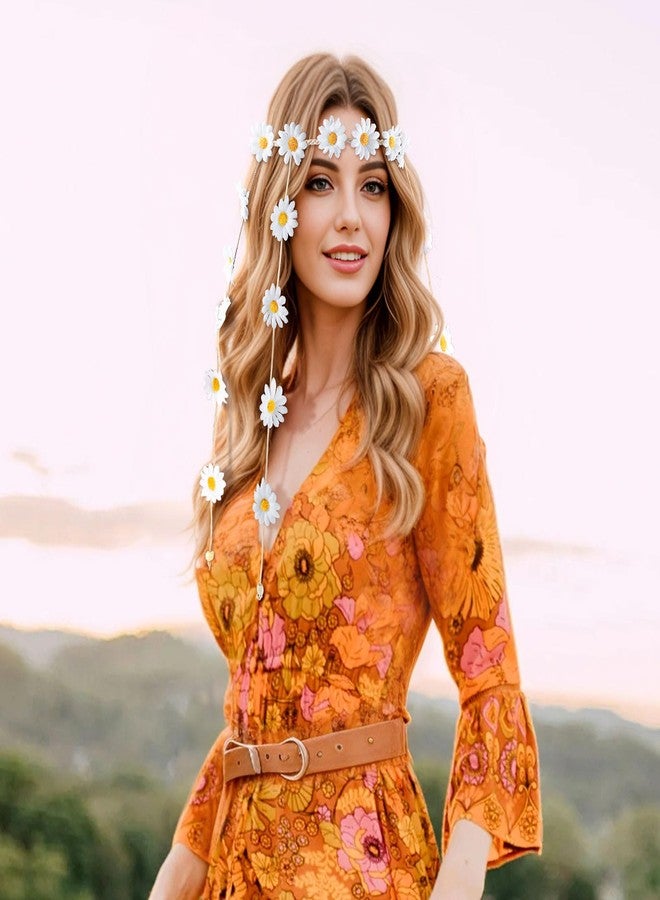 DOCILA Floral Headbands For Women White Daisy Flower Hairbands Boho 60s 70s Hippie Accessories Fairy Crown Party Costume Outfits Headdress - Image 2