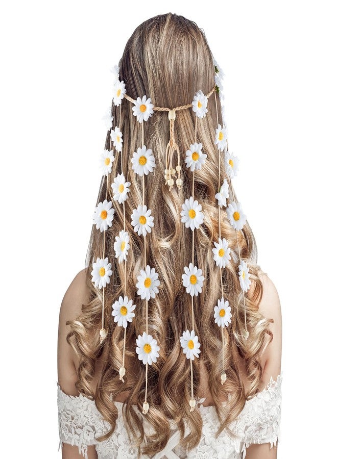 DOCILA Floral Headbands For Women White Daisy Flower Hairbands Boho 60s 70s Hippie Accessories Fairy Crown Party Costume Outfits Headdress - Image 1