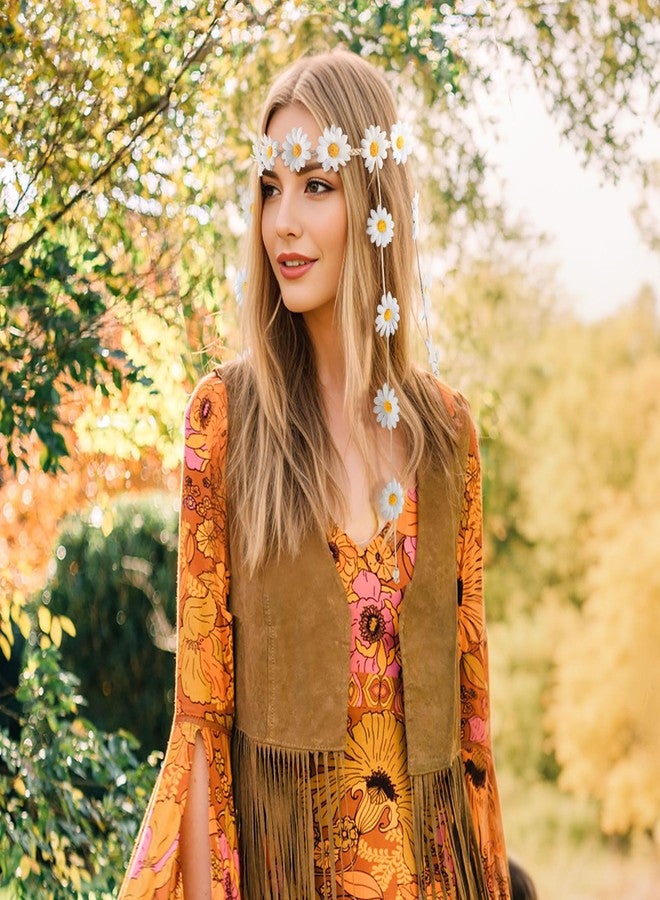 DOCILA Floral Headbands For Women White Daisy Flower Hairbands Boho 60s 70s Hippie Accessories Fairy Crown Party Costume Outfits Headdress - Image 3