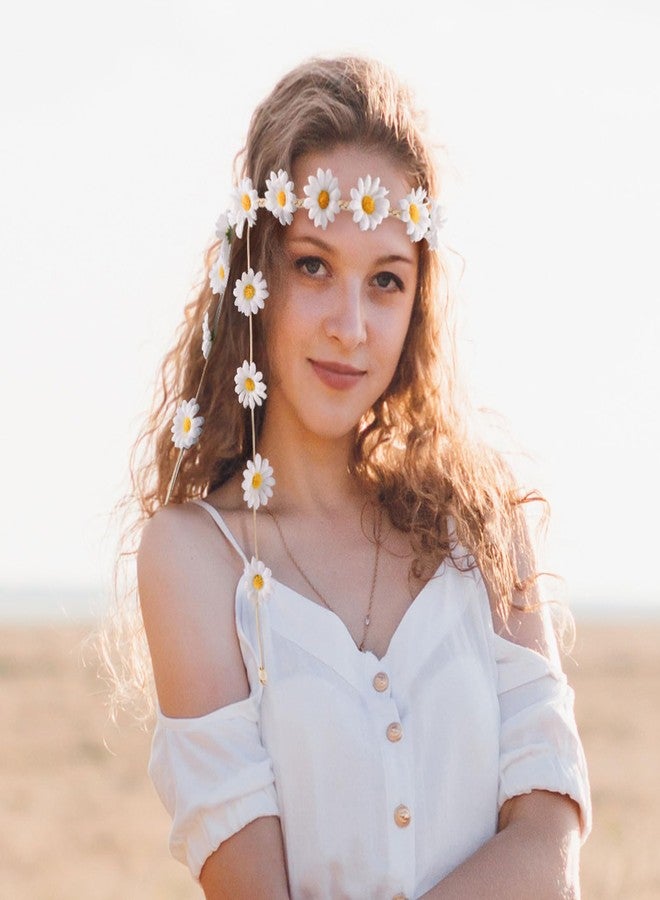 DOCILA Floral Headbands For Women White Daisy Flower Hairbands Boho 60s 70s Hippie Accessories Fairy Crown Party Costume Outfits Headdress - Image 4