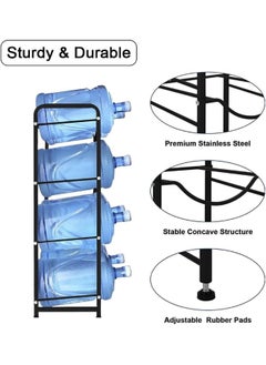MOMENT Water Bottle Storage Stand, 4 Tier Water Bottle Holder, 5 Gallons Heavy Duty Water Jug Rack For Kitchen Home And Office Easy To Assemble Black  - Image 4