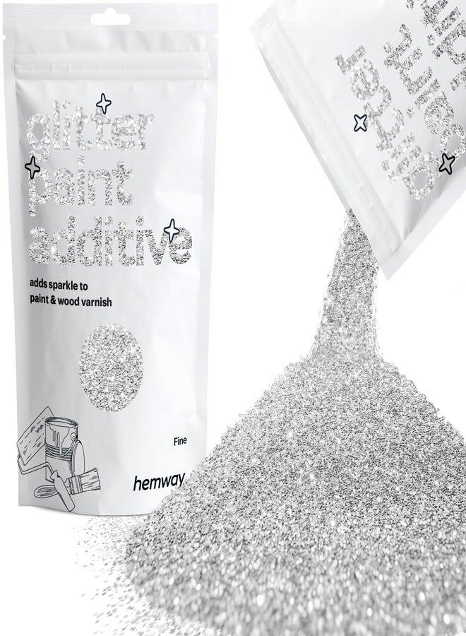 Hemway Glitter Paint Additive Crystals for Acrylic Emulsion Paint, Interior & Exterior Walls, Wood, Varnish, Matt, Gloss, Furniture 100g / 3.5oz - Fine (1/64" 0.015" 0.4mm) - Silver - Image 1