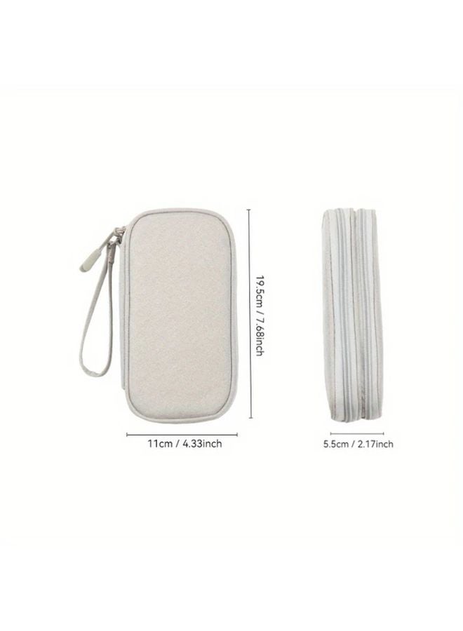 Grey Double Layer Electronics Organizer Bag Portable Charger Cable Storage Case - Image 4