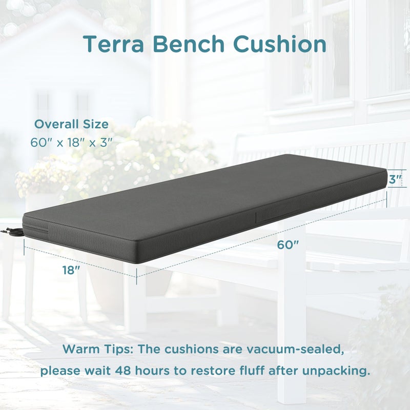 Codi Outdoor Bench Cushion 60 inch, Double Waterproof Patio Furniture Cushions Replacement for Swing, Porch, Couch, 60x18x3'', Grey - Image 2
