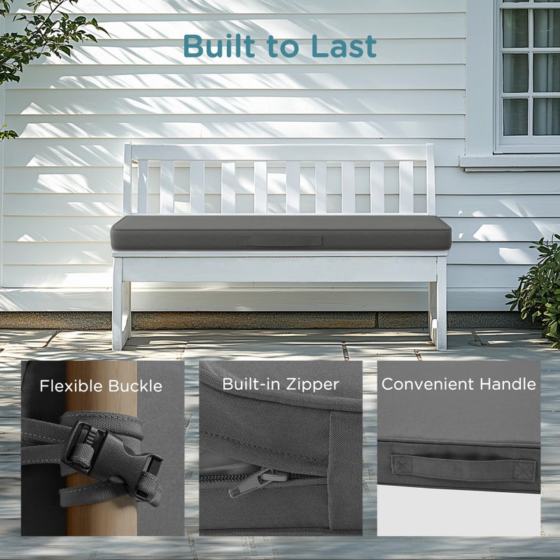 Codi Outdoor Bench Cushion 60 inch, Double Waterproof Patio Furniture Cushions Replacement for Swing, Porch, Couch, 60x18x3'', Grey - Image 5