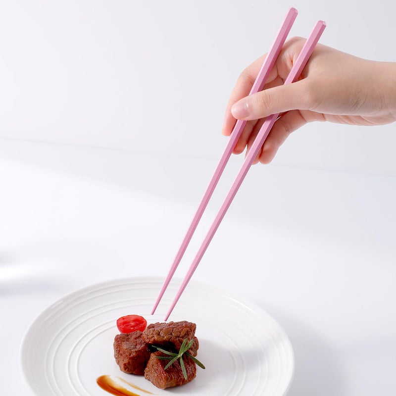 PYBBO 10 Pairs Fiberglass Chopsticks Non-Slip Tips, Dishwasher Safe & Reusable Japanese Korean Chopsticks for Sushi Ramen, 9.63 inch/24.5cm Chop Sticks for Family Restaurant - Pink - Image 2