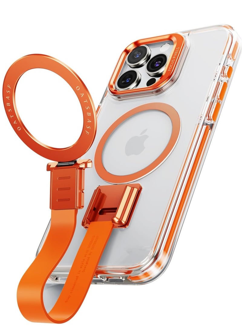 موكسوم جراب شفاف لهاتف iPhone 16 Pro Max، متوافق مع MagSafe، حامل قابل للفصل وقابل للتعديل، جراب قوي لهاتف iPhone، جراب سيليكون شفاف مع حامل لهاتف iPhone - Image 1