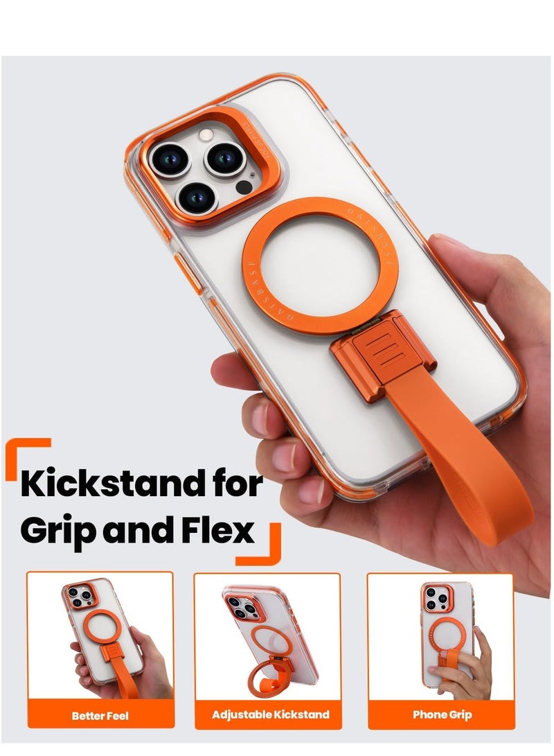 موكسوم جراب شفاف لهاتف iPhone 16 Pro Max، متوافق مع MagSafe، حامل قابل للفصل وقابل للتعديل، جراب قوي لهاتف iPhone، جراب سيليكون شفاف مع حامل لهاتف iPhone - Image 3