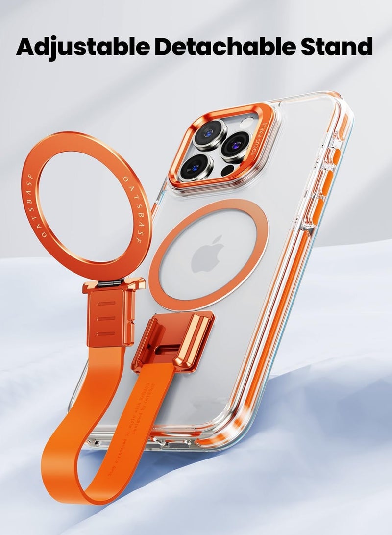 موكسوم جراب شفاف لهاتف iPhone 16 Pro Max، متوافق مع MagSafe، حامل قابل للفصل وقابل للتعديل، جراب قوي لهاتف iPhone، جراب سيليكون شفاف مع حامل لهاتف iPhone - Image 4