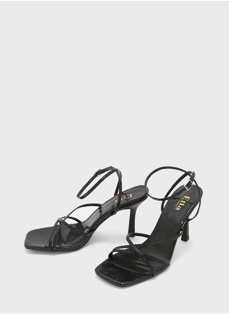 ELLA Front Cross Multi Strap Heeled Sandal