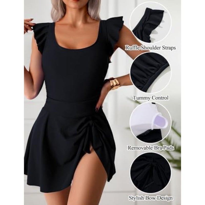 SEAUR One Pcs Swimsuits for Women Modest Tummy Control Swimdress - Image 4