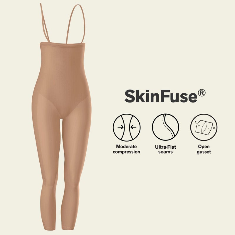 Leonisa Invisible Tummy Control Bodysuit Shapewear Leggings for Women with Leg Compression Shorts,Beige,L-XL - Image 4