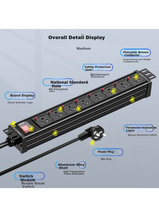 Sdws Pdu Cabinet Socket 8-way 10a High Power Extension Board New National Standard Switch Surge Protector Customizable Sc3805f - Image 4