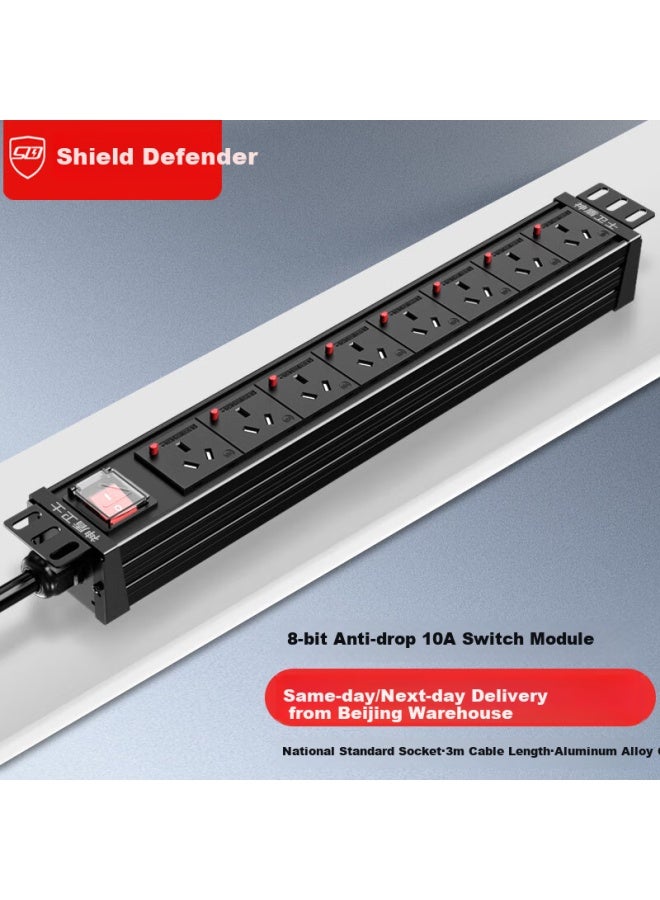 Sdws Pdu Cabinet Socket 8-way 10a High Power Extension Board New National Standard Switch Surge Protector Customizable Sc3805f - Image 1