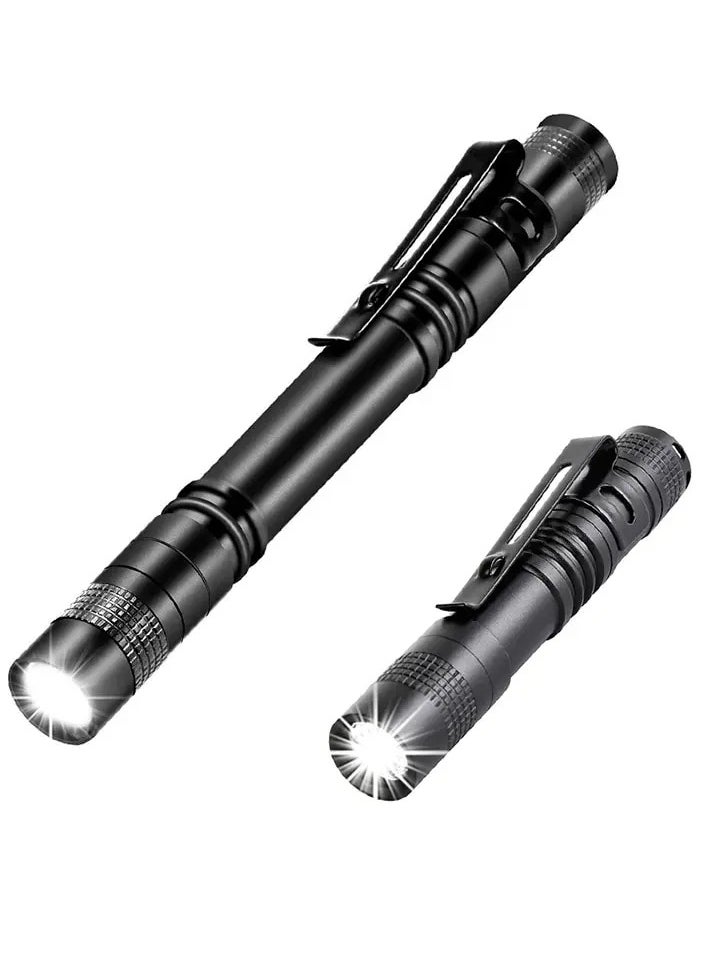 Generic 2 Pieces  Pen Light Mini Flashlight Torch Light , Reusable LED Penlight Medical for Doctor Nurse Diagnostic etc,Cap Light,Pocket Light Mini Reusable LED Pen Light, White Light, Short and Long  - Image 1