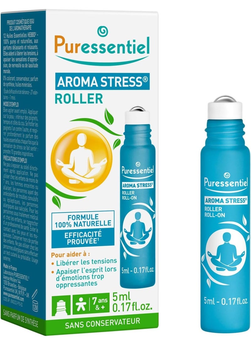 Puressentiel - Rest & Relax Stress Roll on 5 ml - To help decrease tension and restore the mind during stressful times - 100% Pure & Natural essentials oils - Lavender, Camomille, Marjoram - Image 1