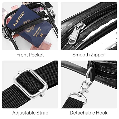 PACKISM Clear Concert Bag- Clear Purses for Women Stadium Crossbody Adjustable Shoulder Strap for Festivals Sports Events Game Day, Black - Image 5