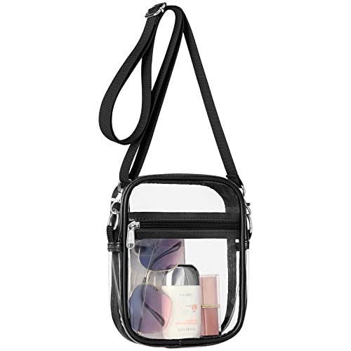PACKISM Clear Concert Bag- Clear Purses for Women Stadium Crossbody Adjustable Shoulder Strap for Festivals Sports Events Game Day, Black - Image 1