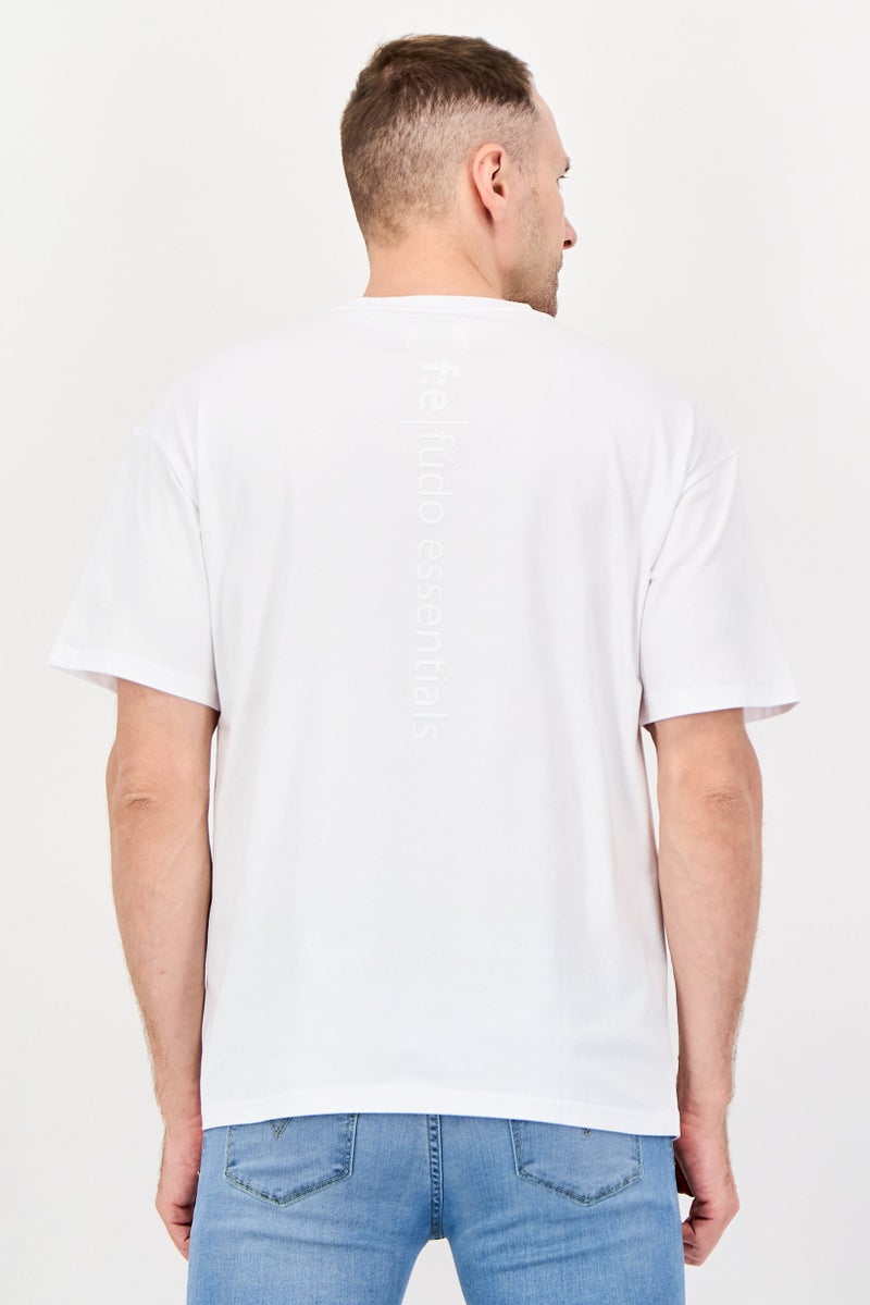 Fudo تي شيرت رجالي بأكمام قصيرة بياقة دائرية، أبيض - Image 4