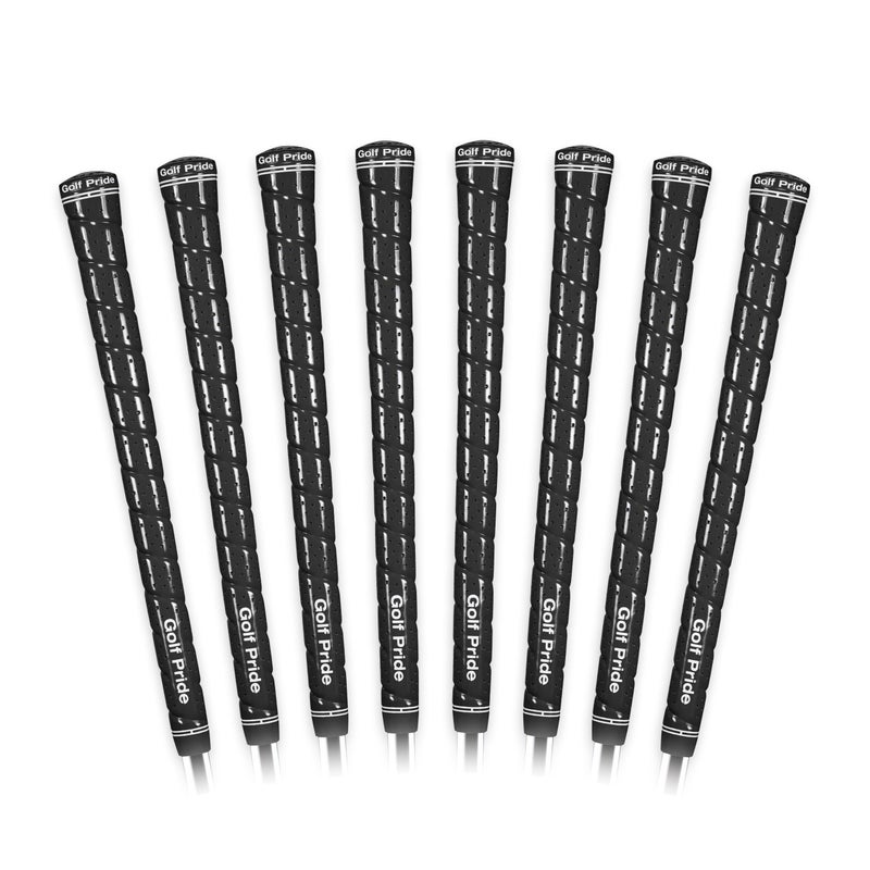 Golf Pride Tour Wrap Golf Grip - Comfortable, Durable Grip for Clubs - Classic Wrap Design with High-Tack Feel - Rubber Construction - Midsize - Black - 8 Pack - Image 1