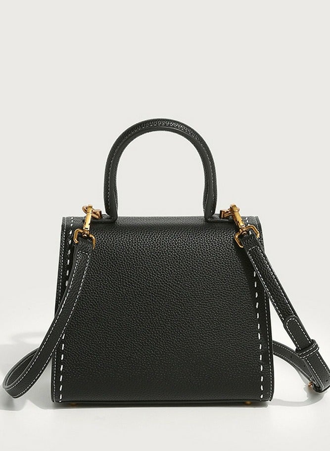 Loquat Ladies' Stylish Vintage Handbag Single Shoulder Crossbody Bag Black  - Image 4