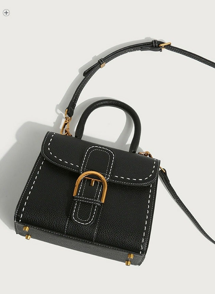 Loquat Ladies' Stylish Vintage Handbag Single Shoulder Crossbody Bag Black  - Image 3