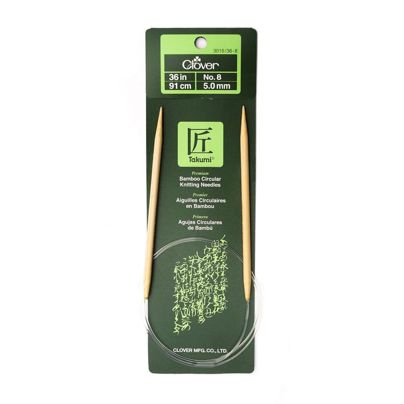 Clover Takumi Bamboo Circular 36-Inch Knitting Needles, Size 8 - Image 1