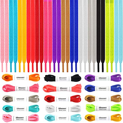 ISUSSER 15 Pairs 45" Flat Coloured Athletic Shoe Laces for Sneakers Skate Shoes Boots and Sport Shoes - Image 2