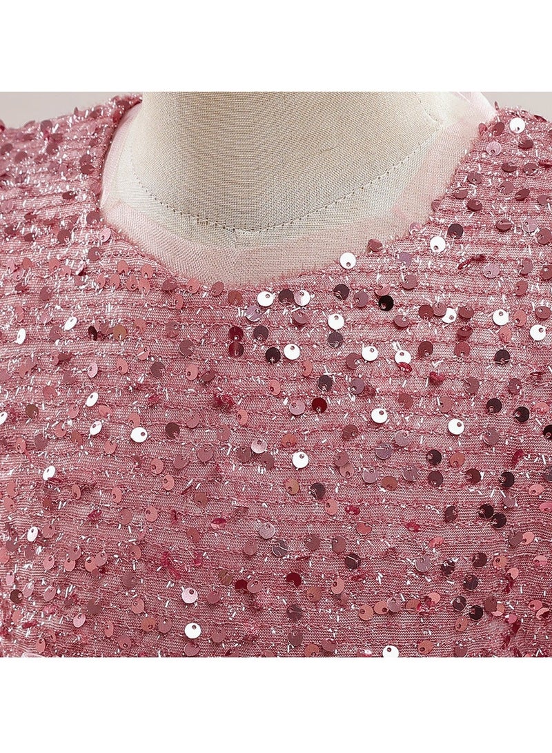 M MIAOYAN Children's Party Piano Performance Sequin Princess Dress - Image 3