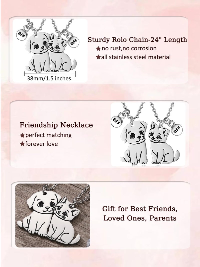 PESOENTH Friendship Bff Necklace for 2,Dog Cat Best Friend Necklaces Jewelry Gifts,Funny Matching Friend Birthday Besties Gifts for Women Friends Female Christmas Graduation - Image 5