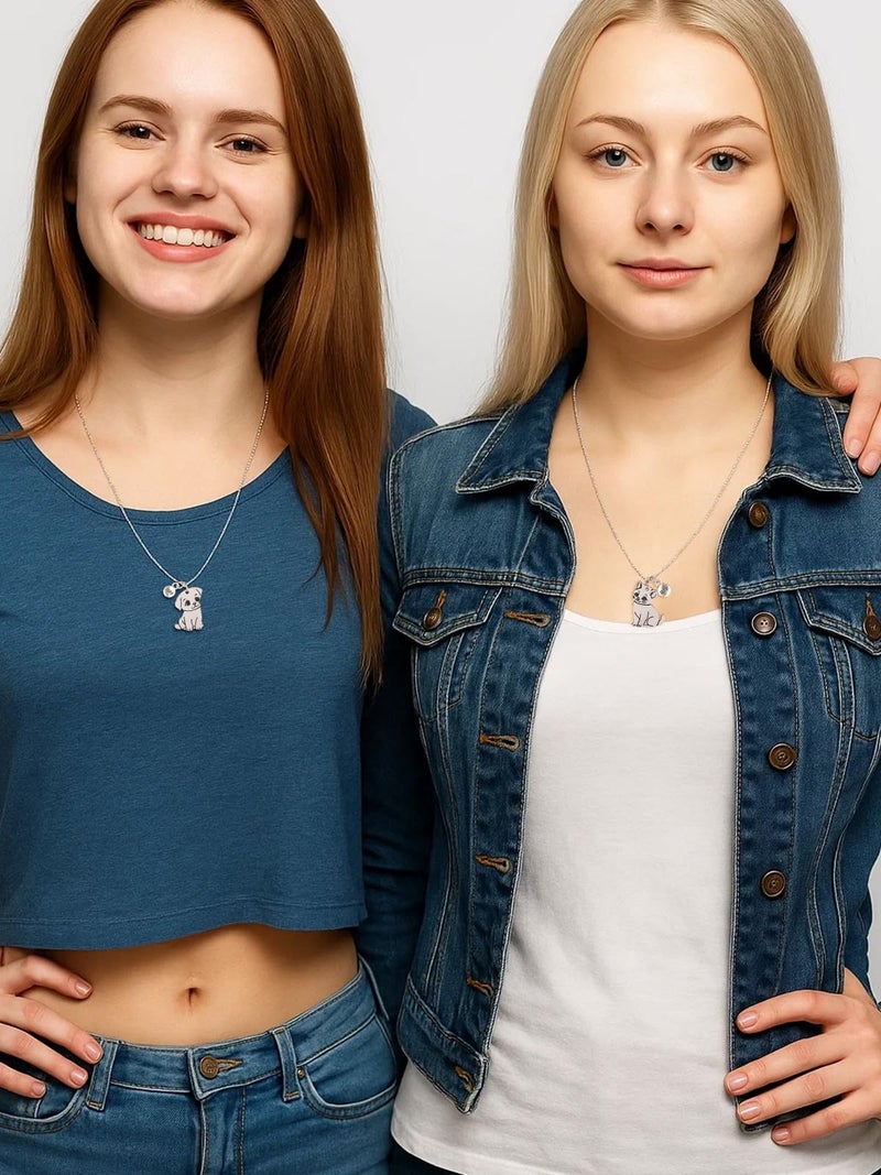 PESOENTH Friendship Bff Necklace for 2,Dog Cat Best Friend Necklaces Jewelry Gifts,Funny Matching Friend Birthday Besties Gifts for Women Friends Female Christmas Graduation - Image 3