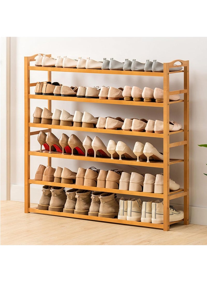 U-HOOME Wooden Shoe Rack Cabinet, Wooden Shoe Cabinet with Two Rounded Handle, Free Standing Shoes Stand Entryway Shoe Shelf,Shoe Storage Organizer Boots Storage Shelf House Furniture Shoe Racks - Image 1