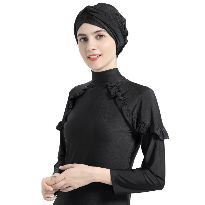 New Muslim Swimwear Modest Suit UV Protection L016 Black - Image 1